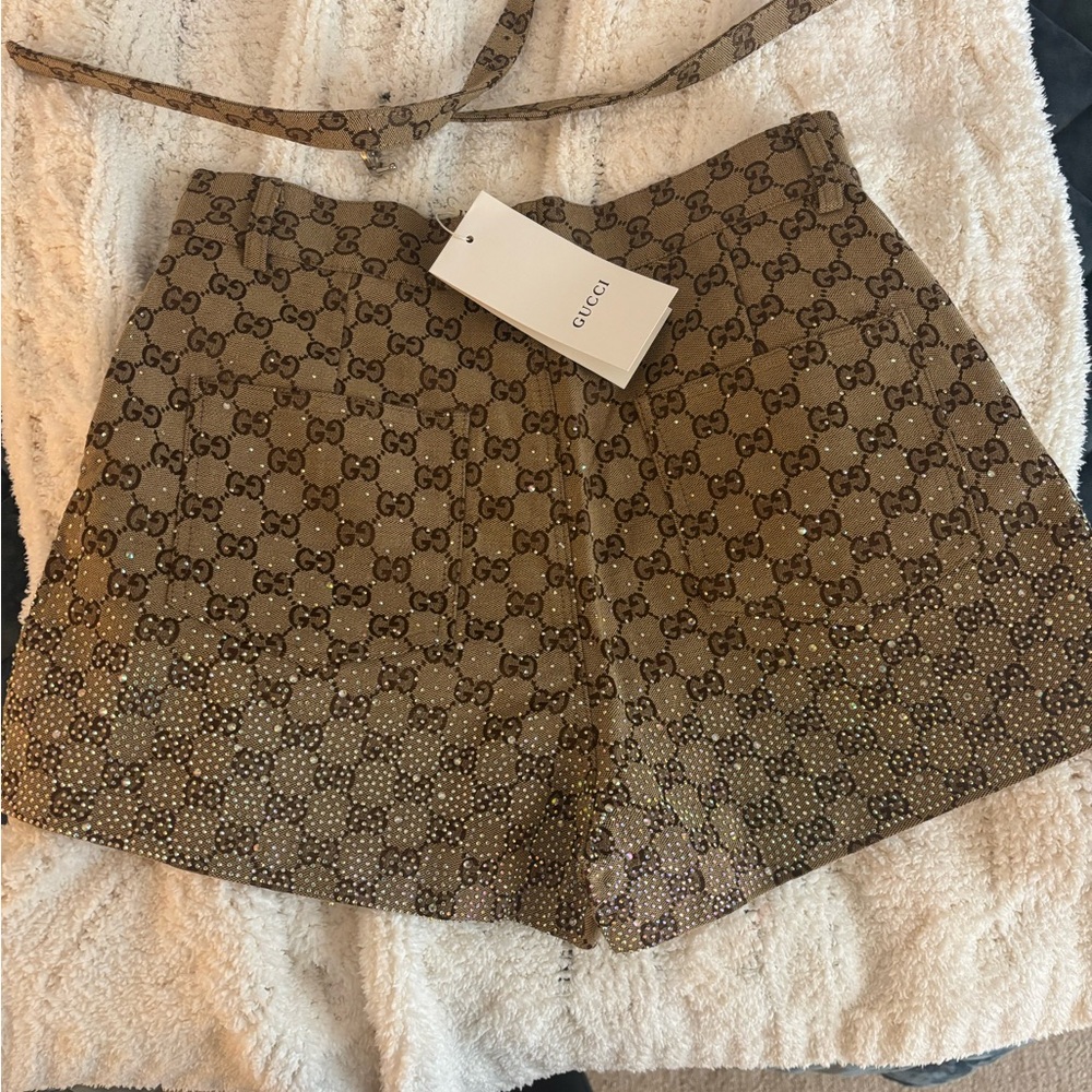 Gucci Brown High Waist Monogram Shorts